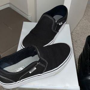White black and white vans